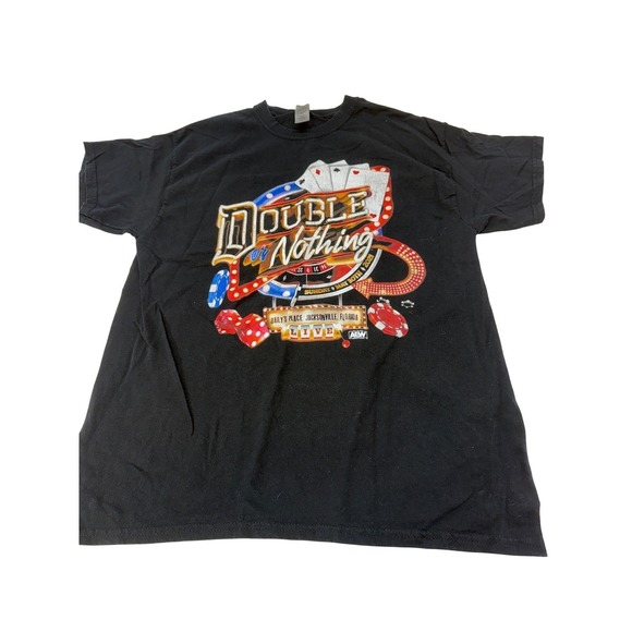 Gildan Other - AEW Double or Nothing 2021 Wrestling T Shirt Mens Large Black Dailys Place Live